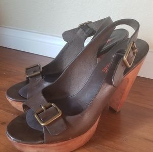 Michael Kors Leather Wood Heels